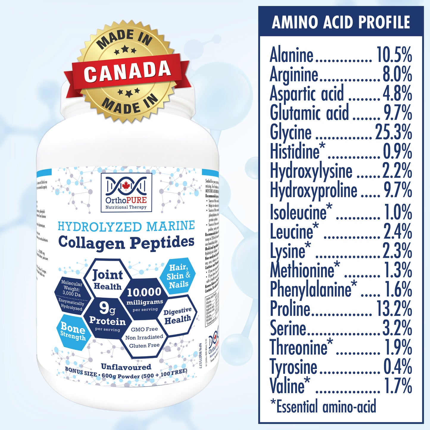 OrthoPure Hydrolyzed Marine Collagen Peptides 600g