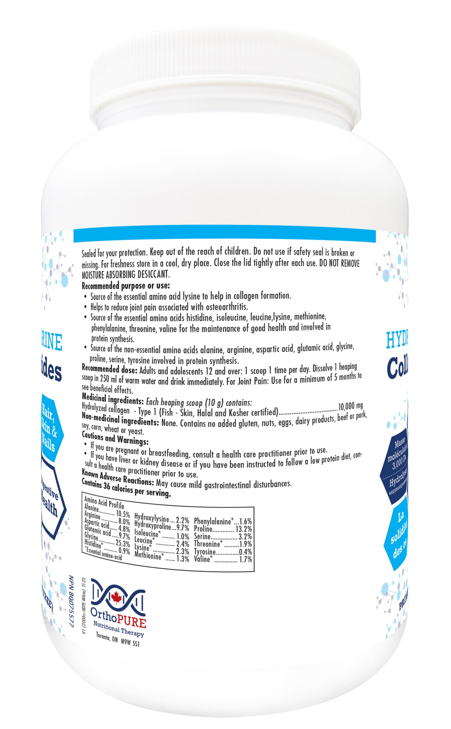 OrthoPure Hydrolyzed Marine Collagen Peptides 600g